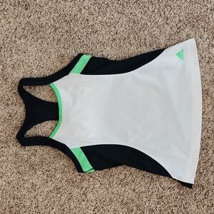 Small Adidas Navy White Neon Green Tennis Pickleball Racerback Top